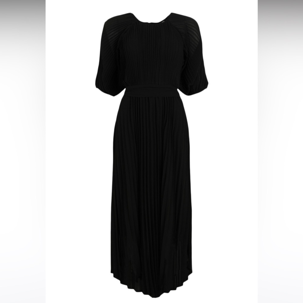 NWT Boohoo Pleated Puff Sleeve Midi Dress - Picture 2 of 5